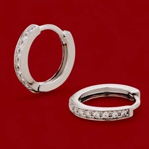 Dainty Sterling Silver & CZ Mini Huggie Earrings (Vtg)